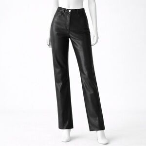 Aritzia Wilfred Melina Pant High Waisted Vegan Leather Black Trousers